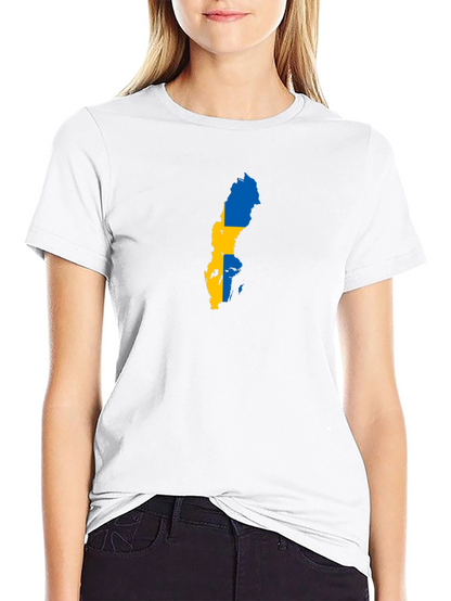 Camiseta Negra Mapa Suecia Hombre