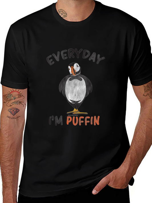 Camiseta Negra con Diseño de Frailecillo - Everyday Im Puffin