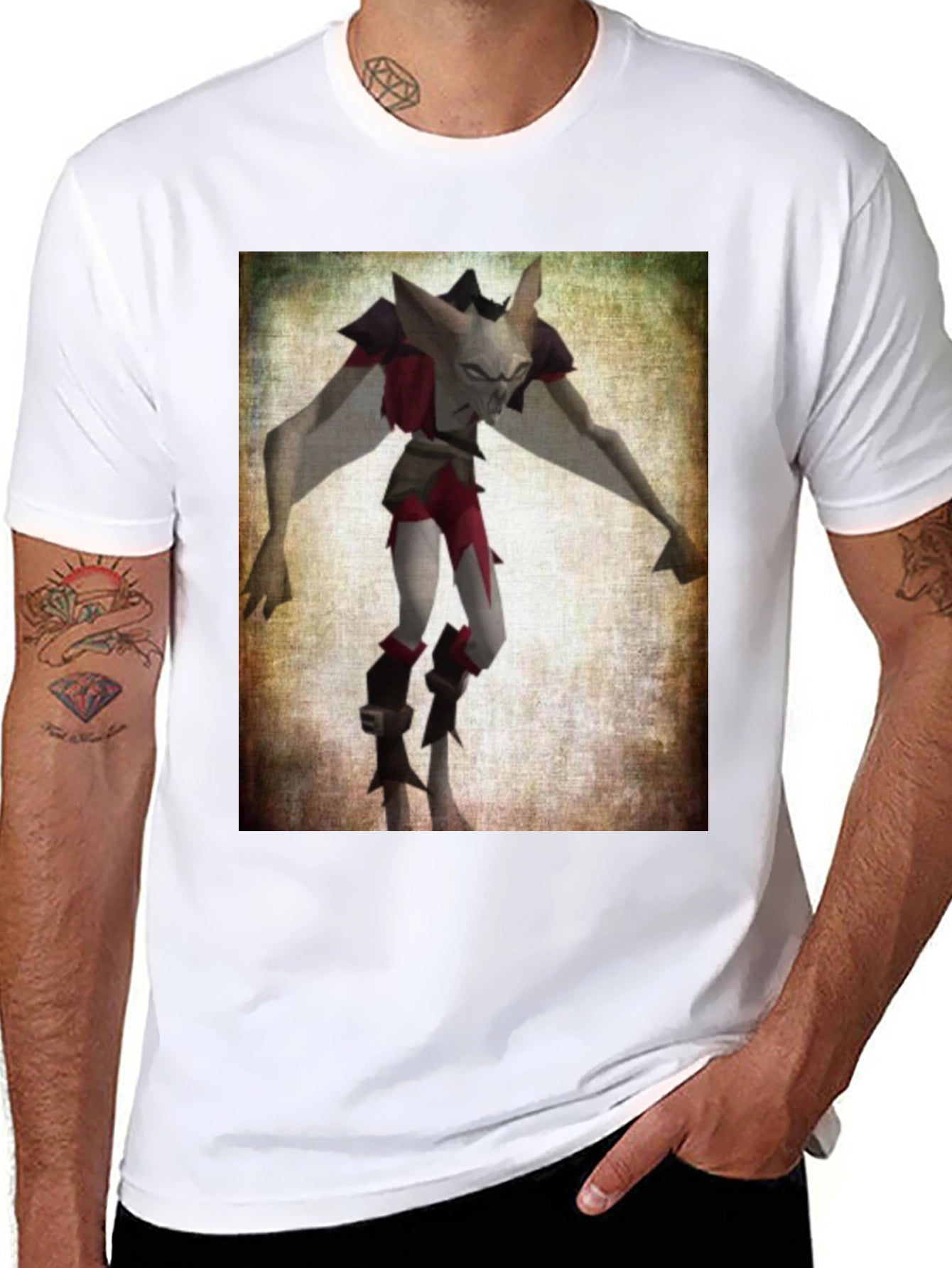 Camiseta Negra con Estampado de Personaje Fantástico