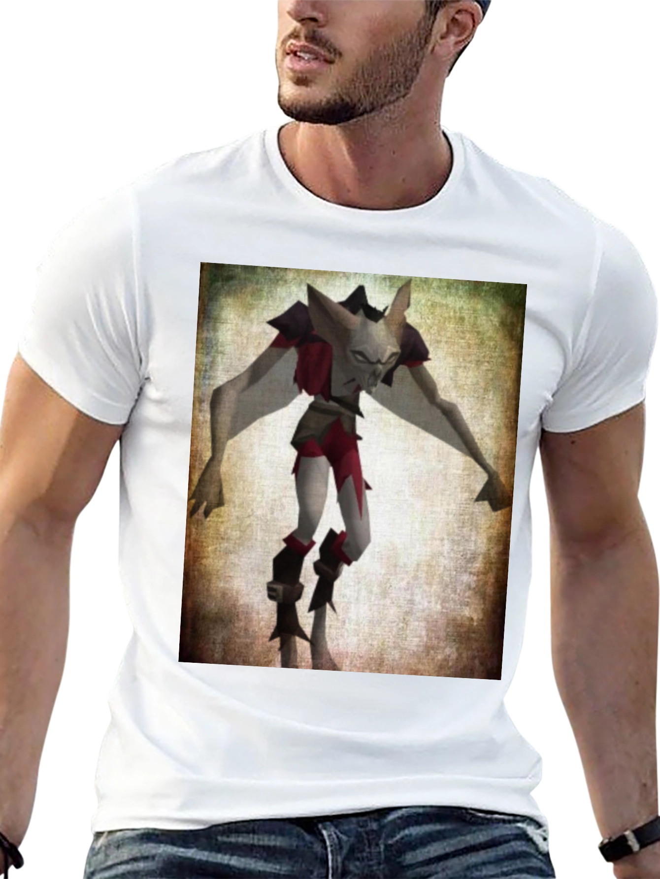 Camiseta Negra con Estampado de Personaje Fantástico