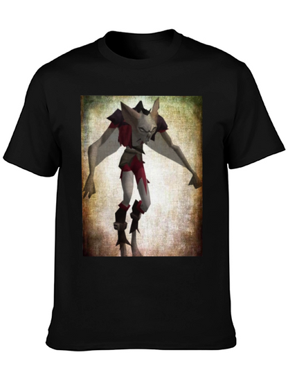 Camiseta Negra con Estampado de Personaje Fantástico