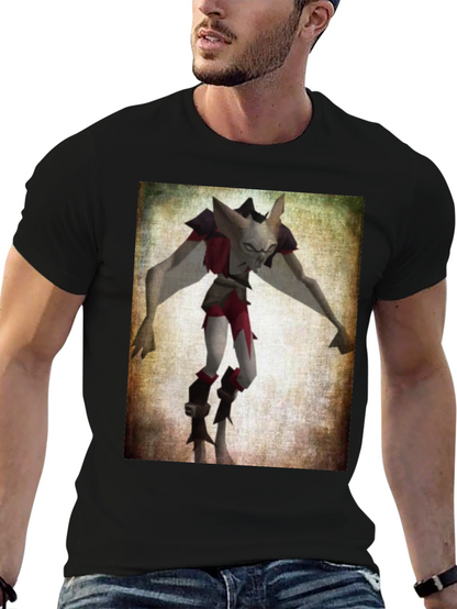 Camiseta Negra con Estampado de Personaje Fantástico