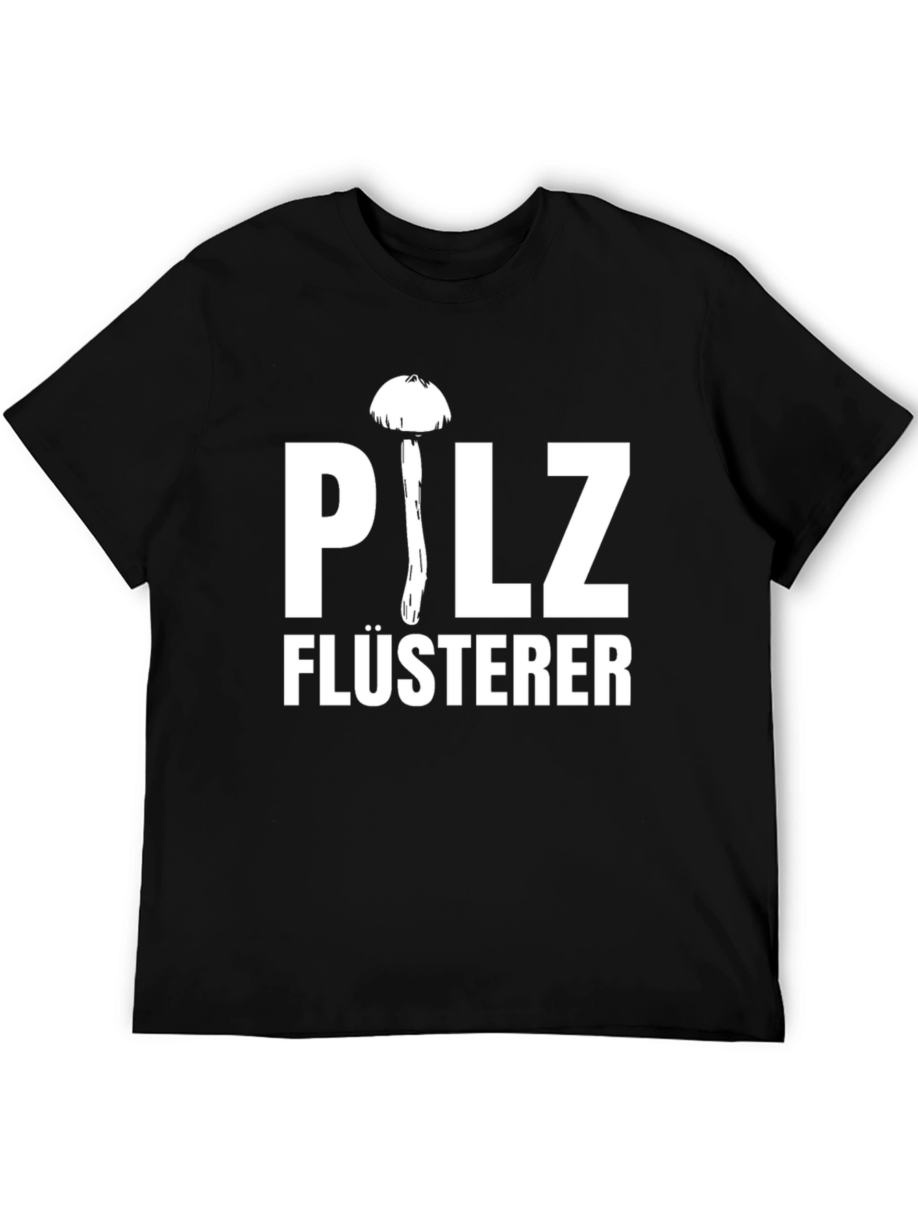 Camiseta Negra Pilz Flüsterer con Diseño de Hongo