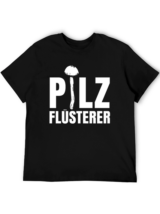 Camiseta Negra Pilz Flüsterer con Diseño de Hongo