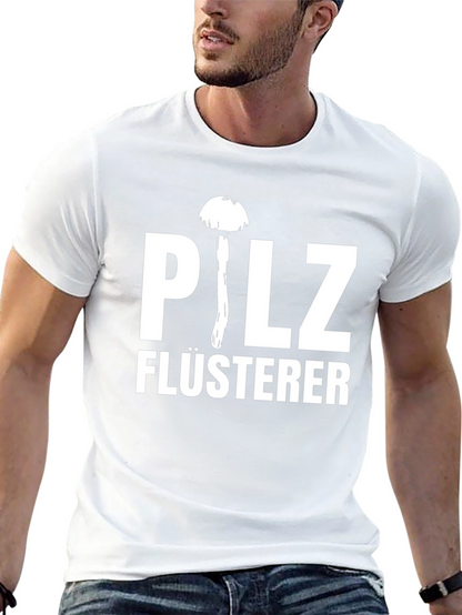 Camiseta Negra Pilz Flüsterer con Diseño de Hongo