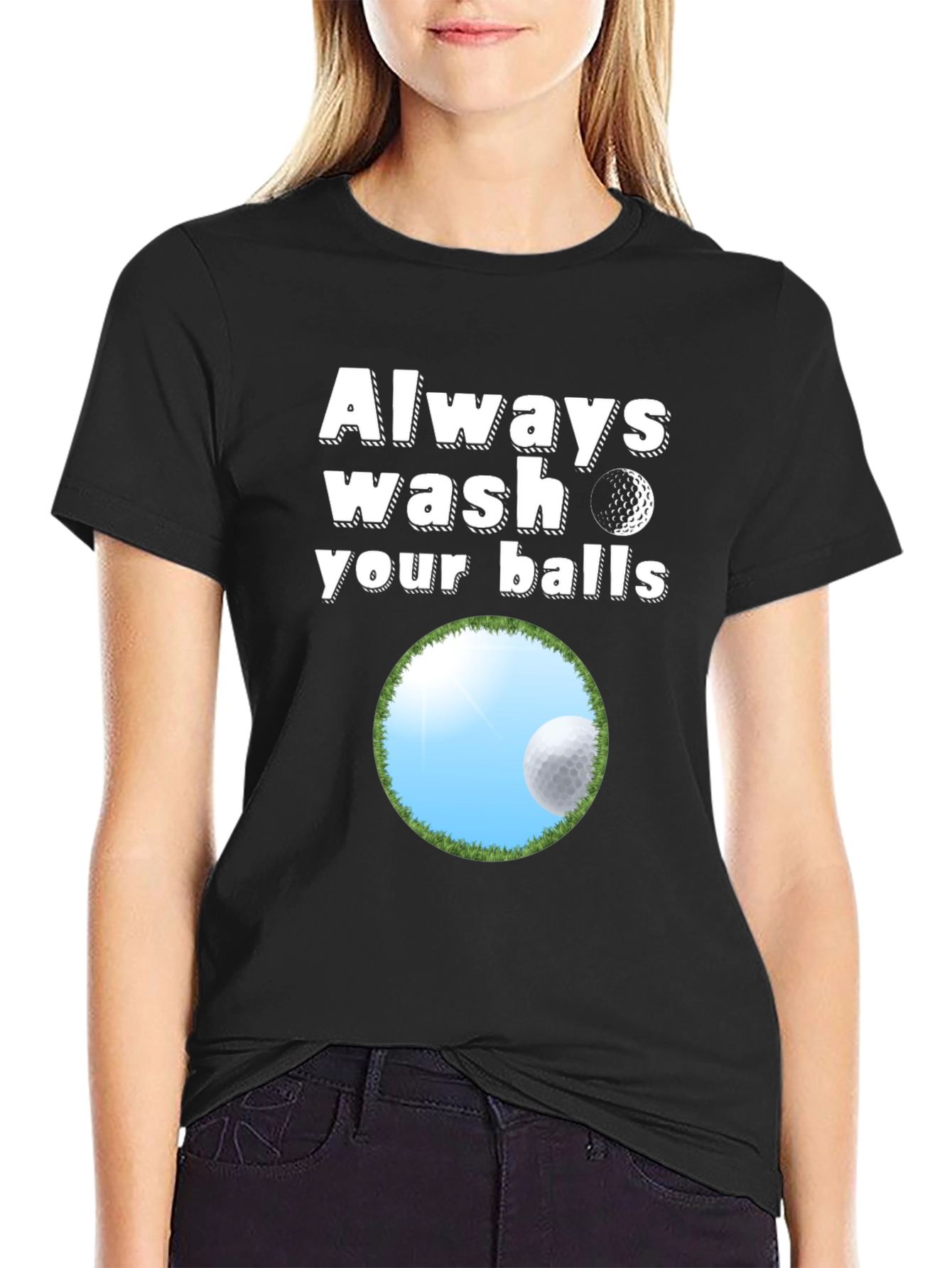 Camiseta Negra: Lave Siempre Sus Bolas de Golf