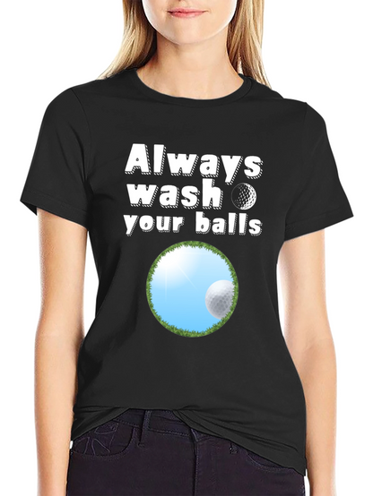 Camiseta Negra: Lave Siempre Sus Bolas de Golf