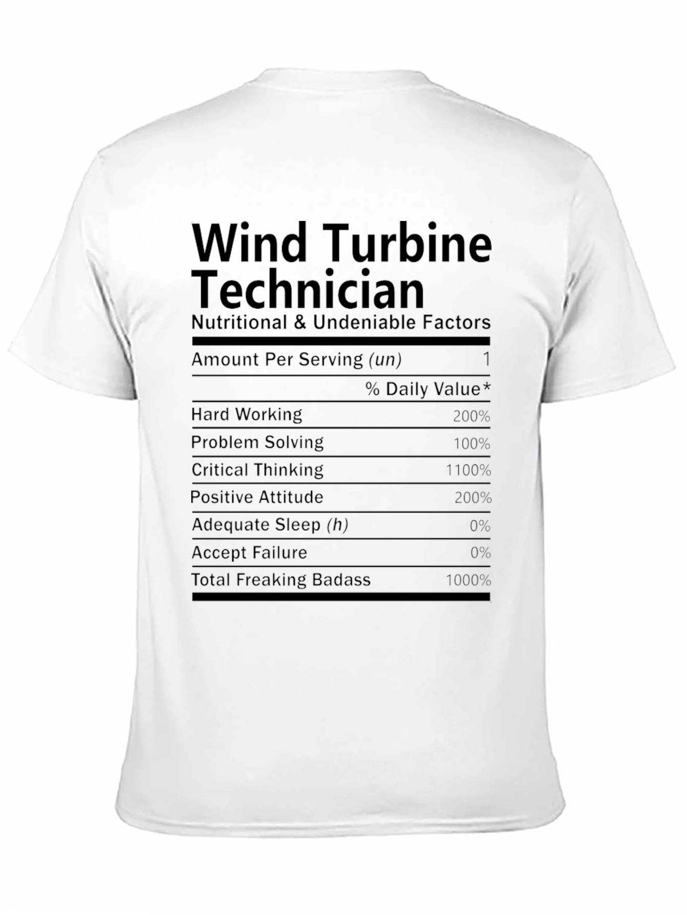 Camiseta Técnica de Turbina Eólica - Datos Nutricionales