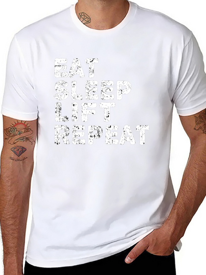 Camiseta Negra Eat Sleep Lift Repeat para Hombre