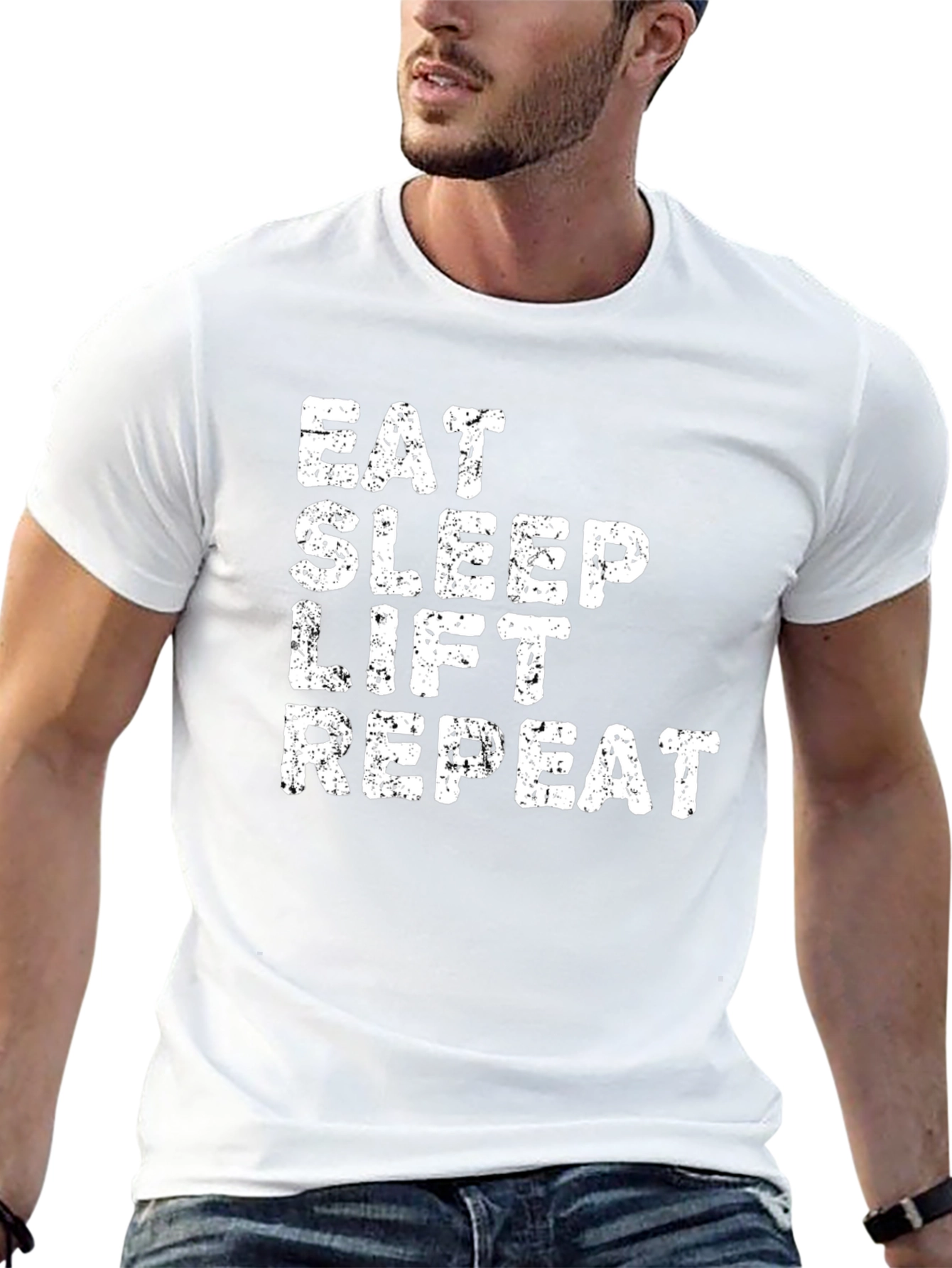 Camiseta Negra Eat Sleep Lift Repeat para Hombre