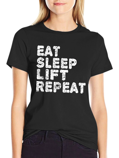 Camiseta Negra Eat Sleep Lift Repeat para Hombre