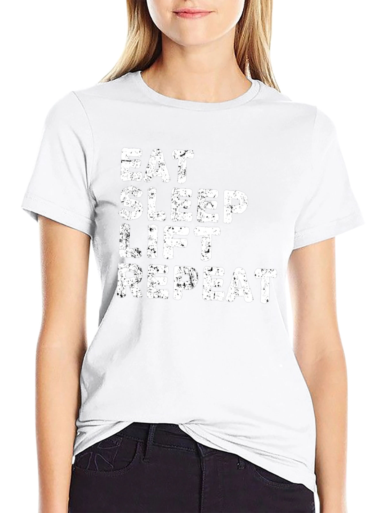 Camiseta Negra Eat Sleep Lift Repeat para Hombre