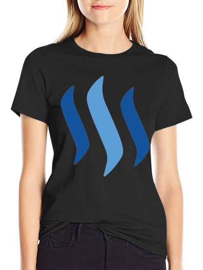 Camiseta Negra con Diseño Ondas Azules