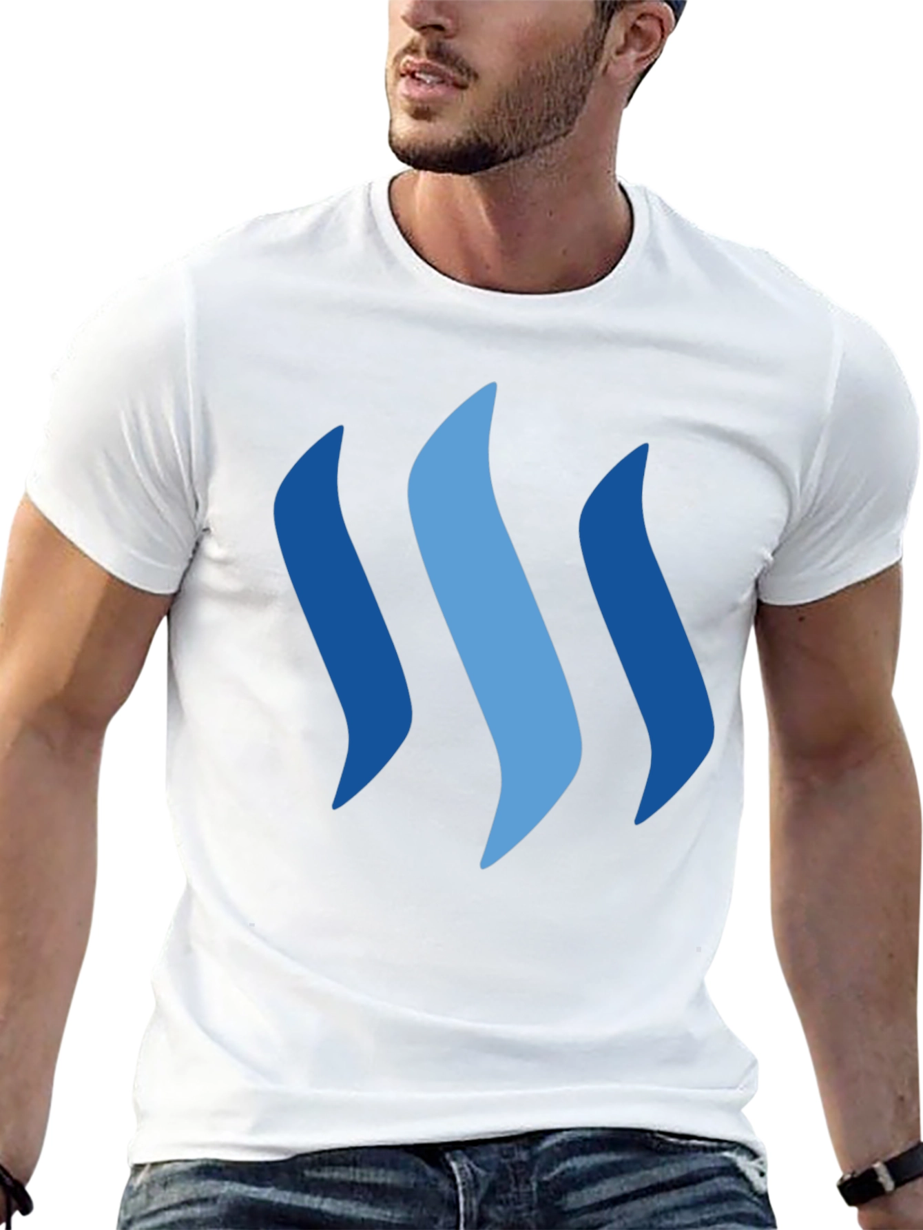 Camiseta Negra con Diseño Ondas Azules