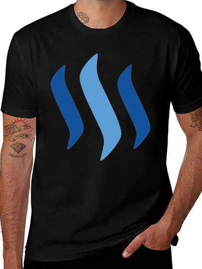 Camiseta Negra con Diseño Ondas Azules