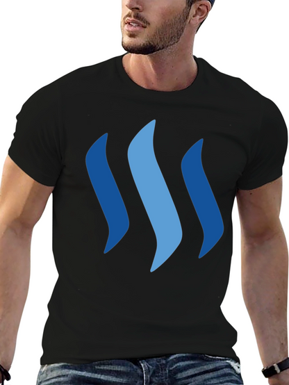 Camiseta Negra con Diseño Ondas Azules