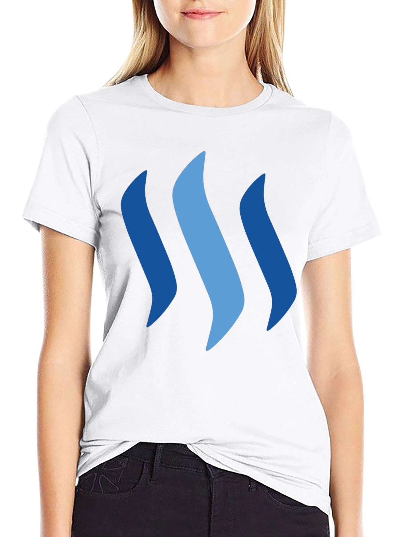 Camiseta Negra con Diseño Ondas Azules