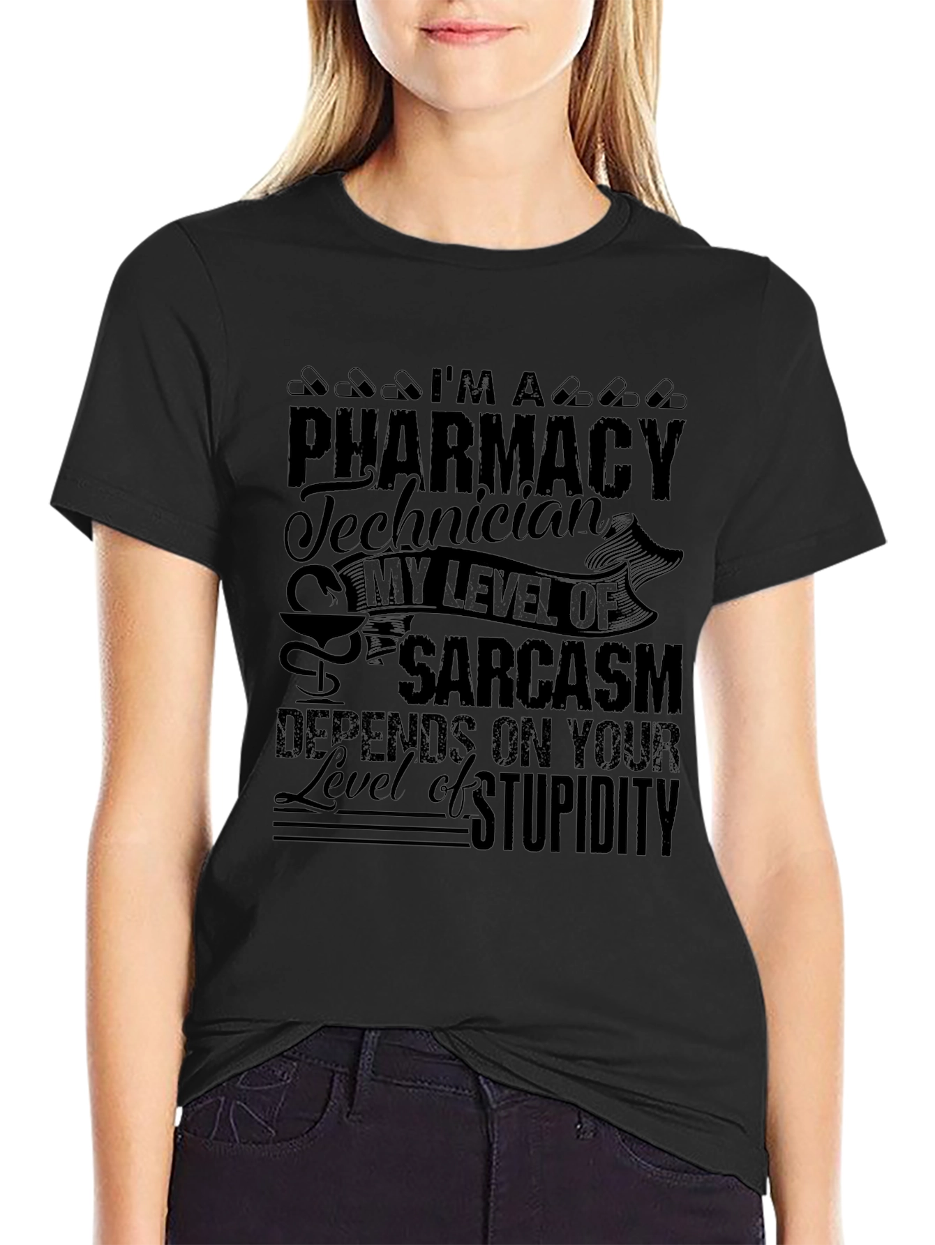 Camiseta Negra Técnico de Farmacia - Sarcasmo