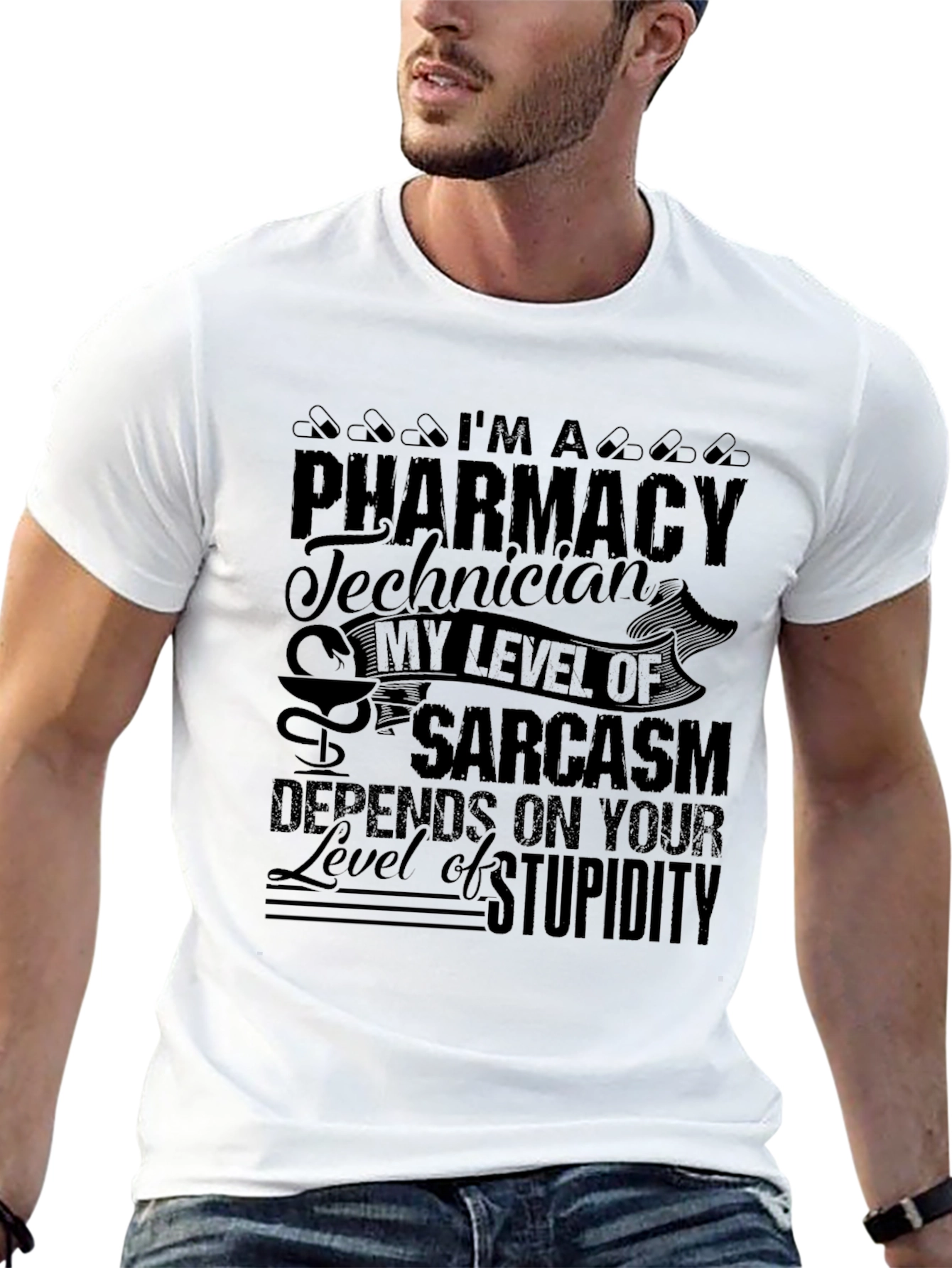 Camiseta Negra Técnico de Farmacia - Sarcasmo