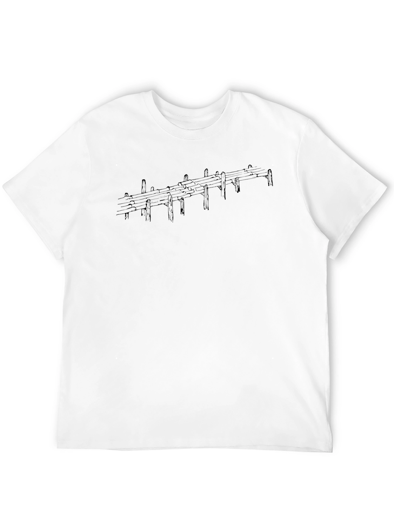 Camiseta Negra con Diseño Abstracto de Madera