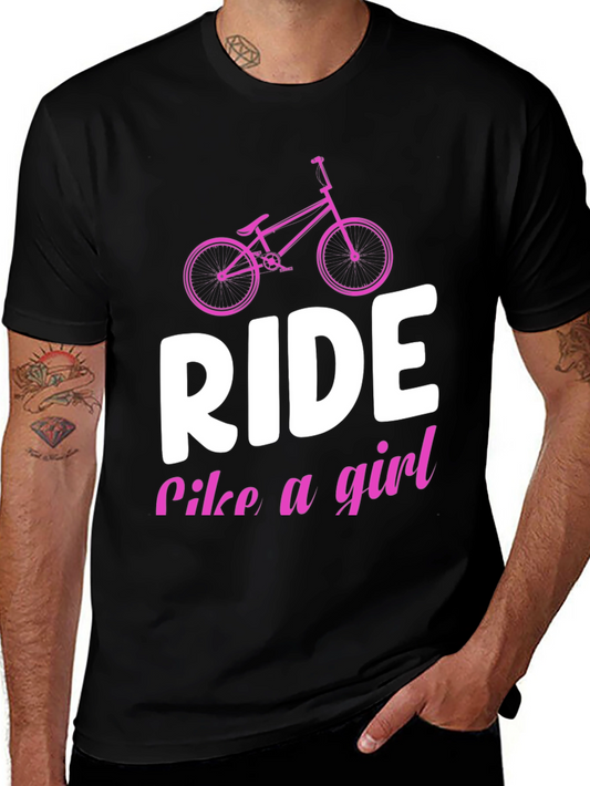 Camiseta Negra Ride like a girl - Diseño Ciclismo Femenino