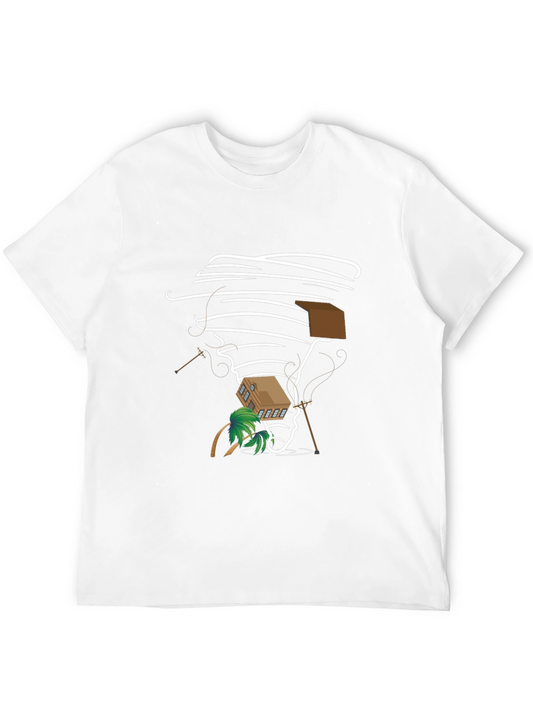 Camiseta Negra Estampado Tornado Divertido