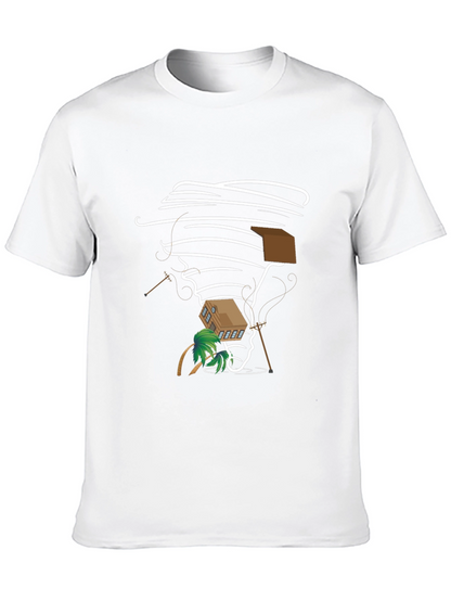 Camiseta Negra Estampado Tornado Divertido