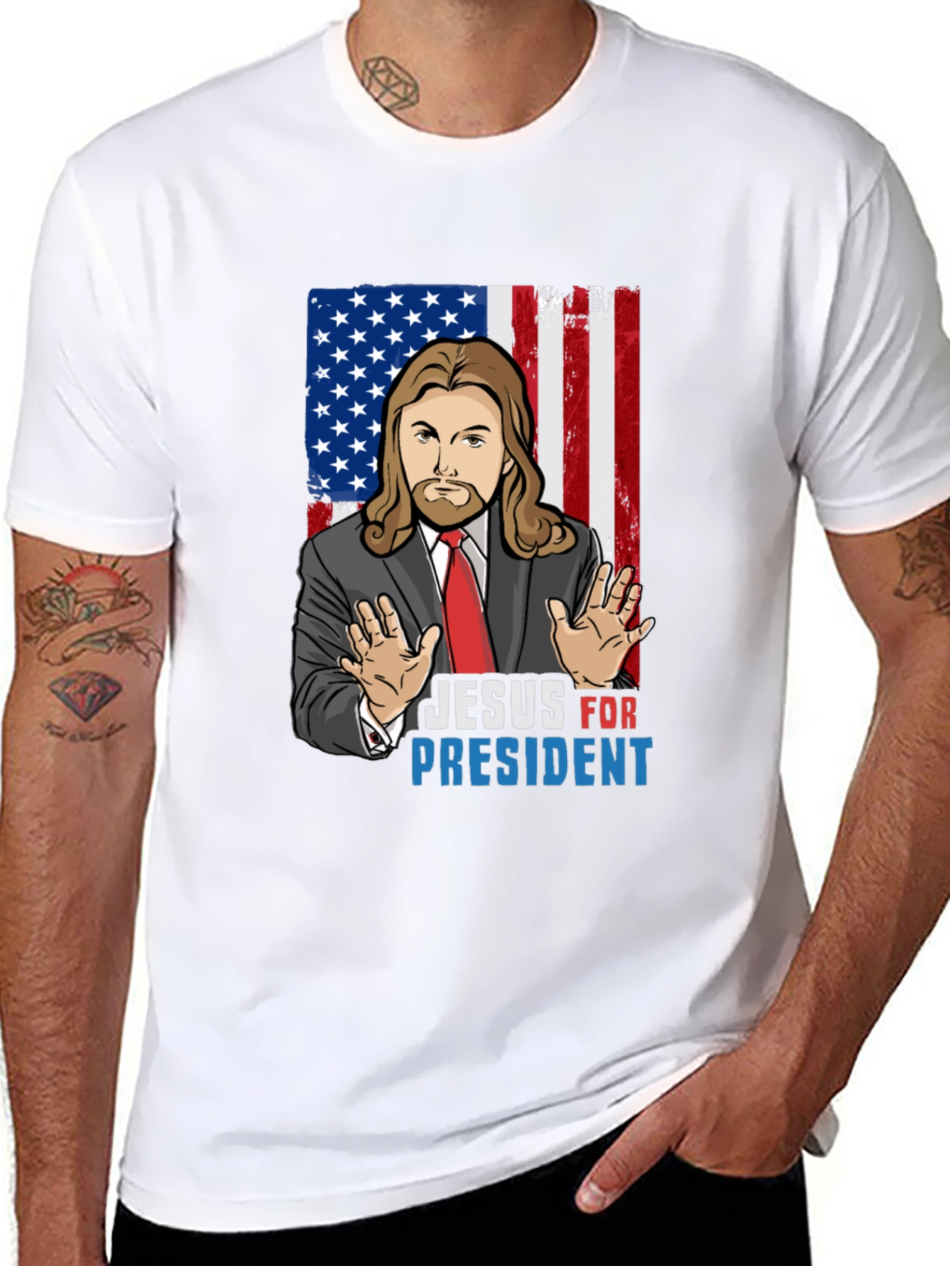 Camiseta Jesus Presidente USA - Moda Religiosa