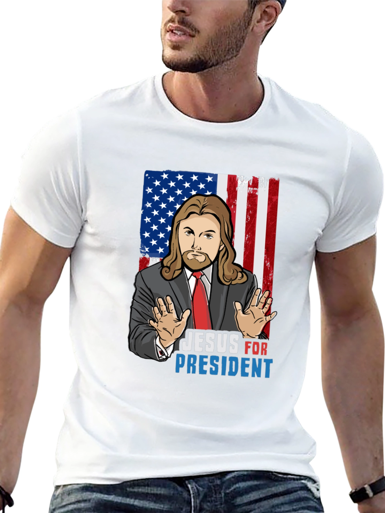 Camiseta Jesus Presidente USA - Moda Religiosa
