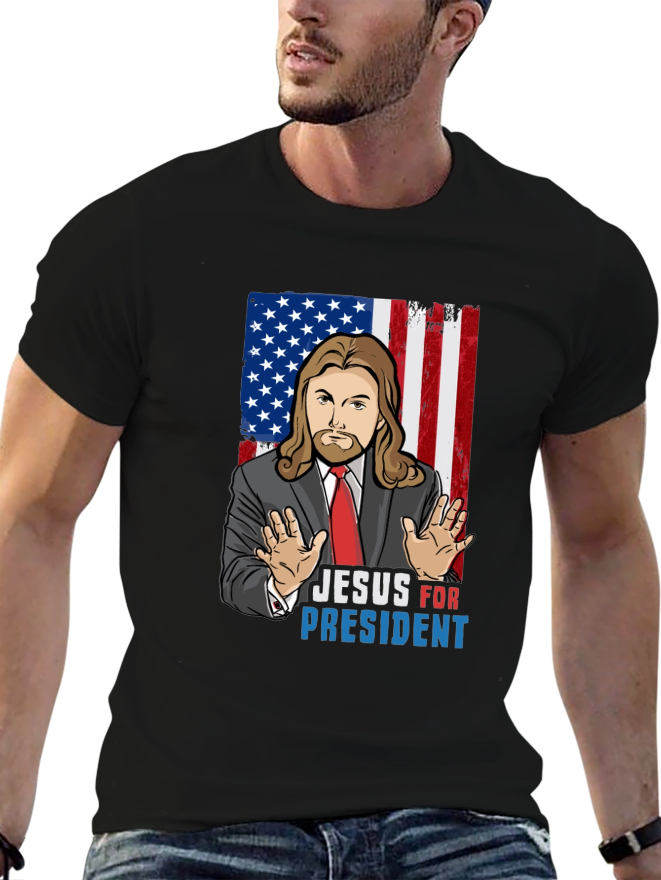 Camiseta Jesus Presidente USA - Moda Religiosa
