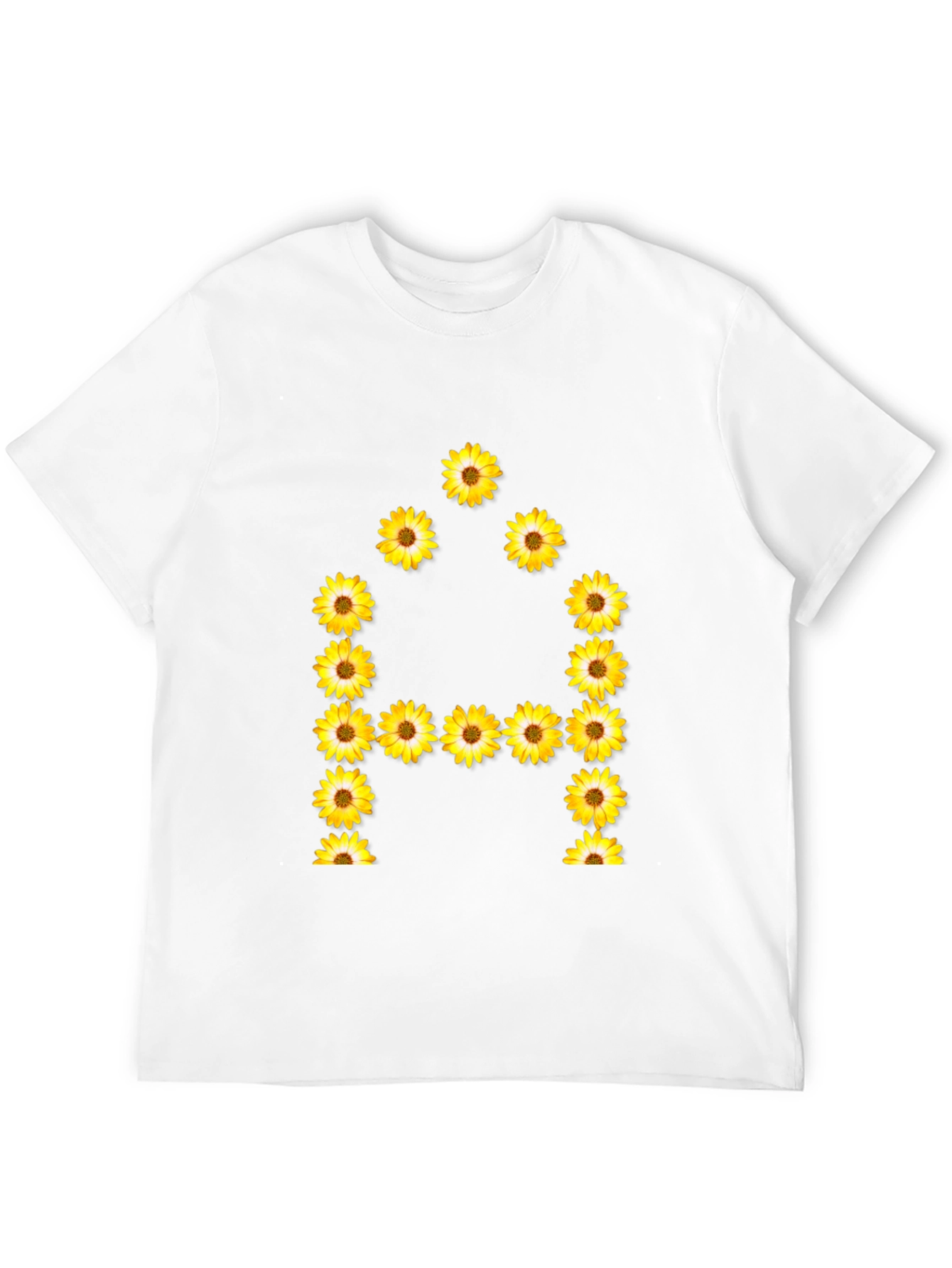 Camiseta Negra con Diseño Floral Letra A