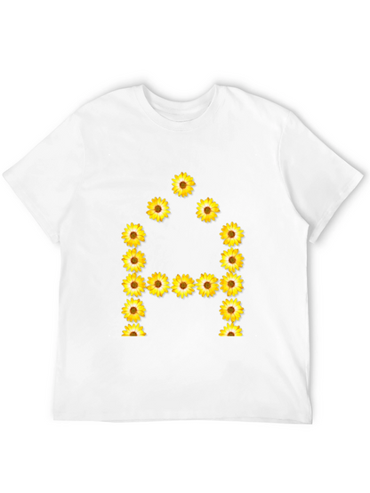 Camiseta Negra con Diseño Floral Letra A