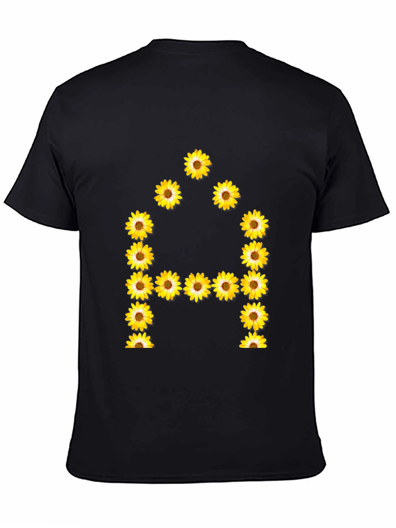 Camiseta Negra con Diseño Floral Letra A