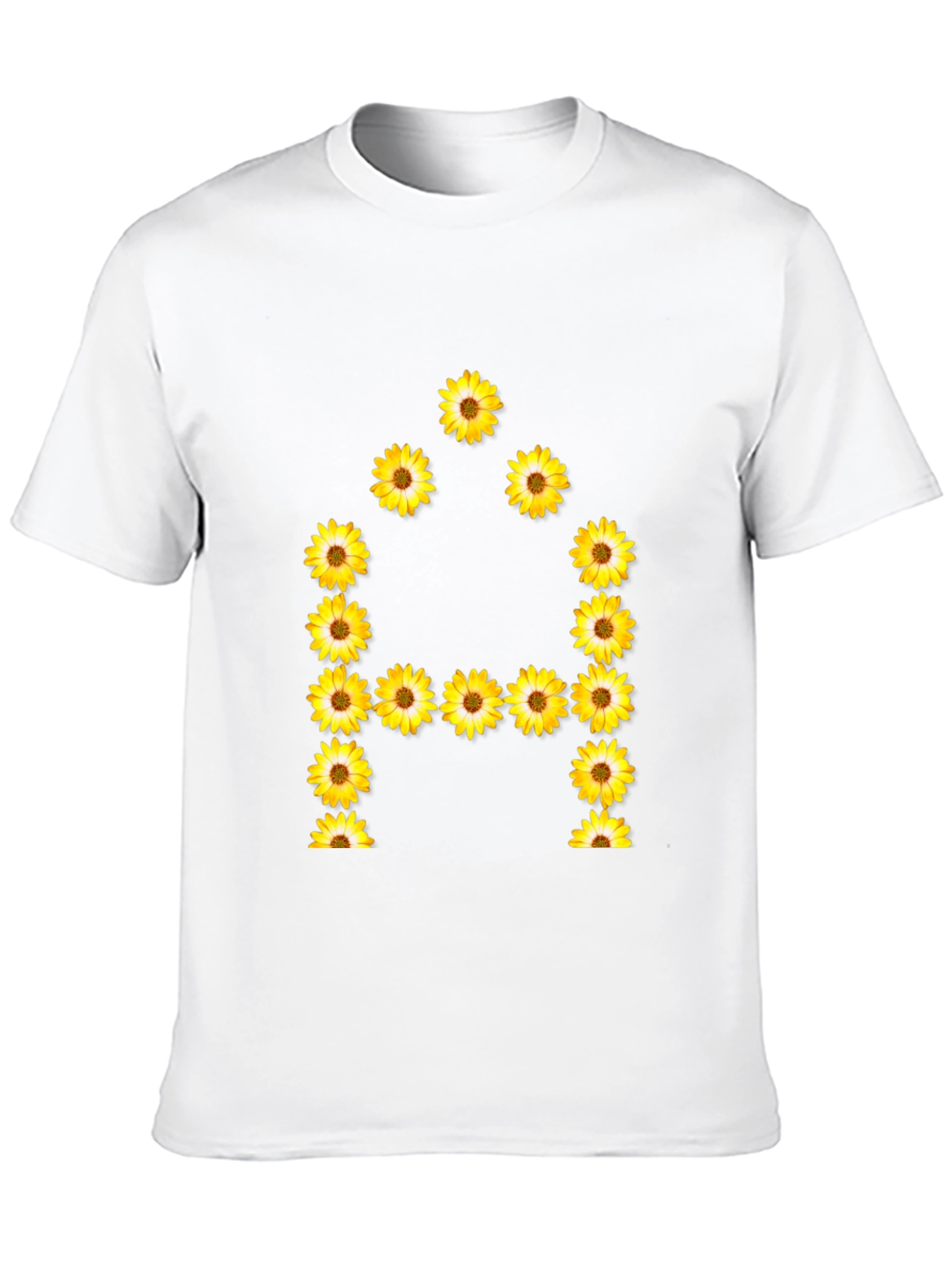 Camiseta Negra con Diseño Floral Letra A