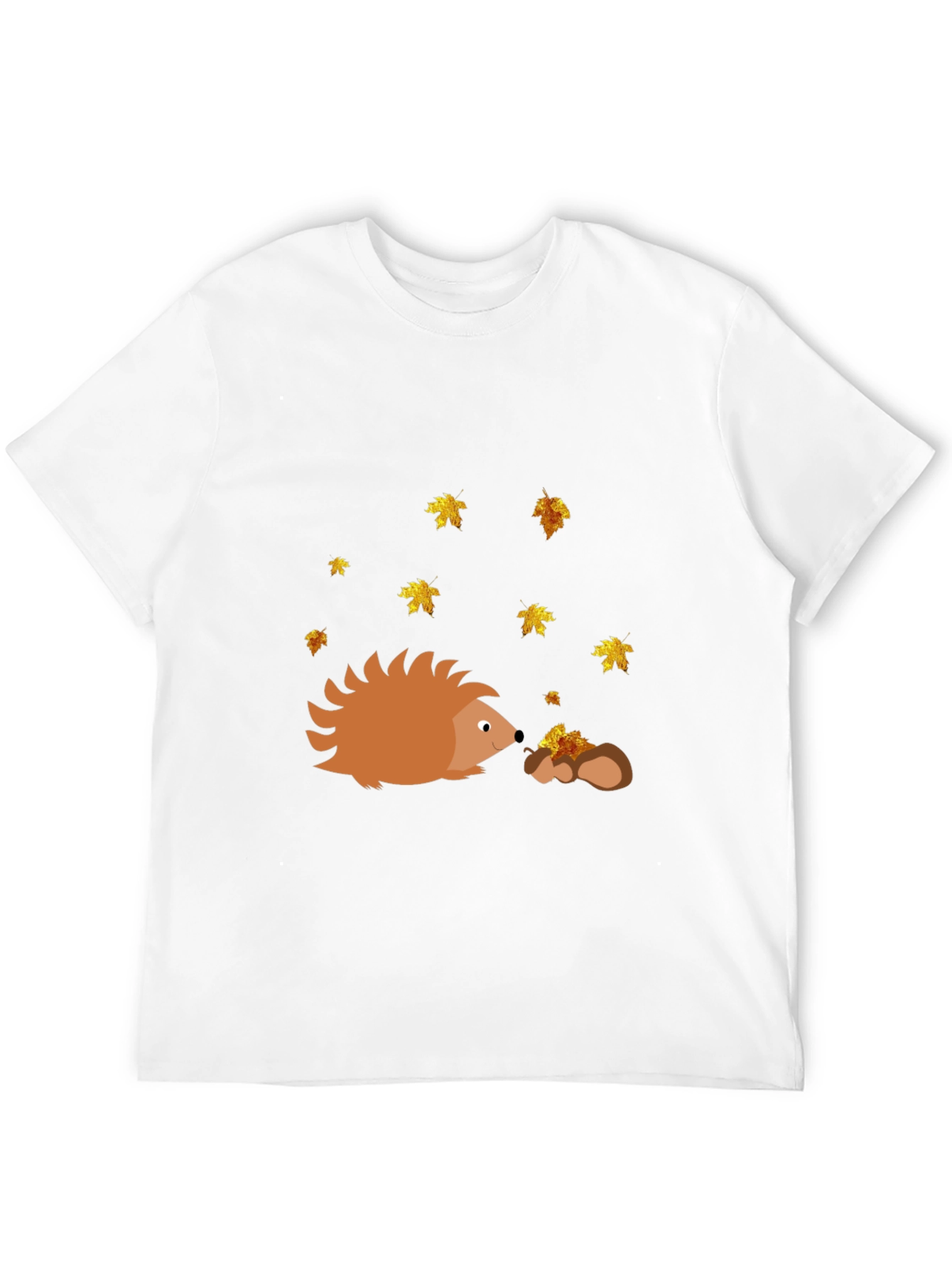 Camiseta Negra con Diseño de Erizo Otoñal