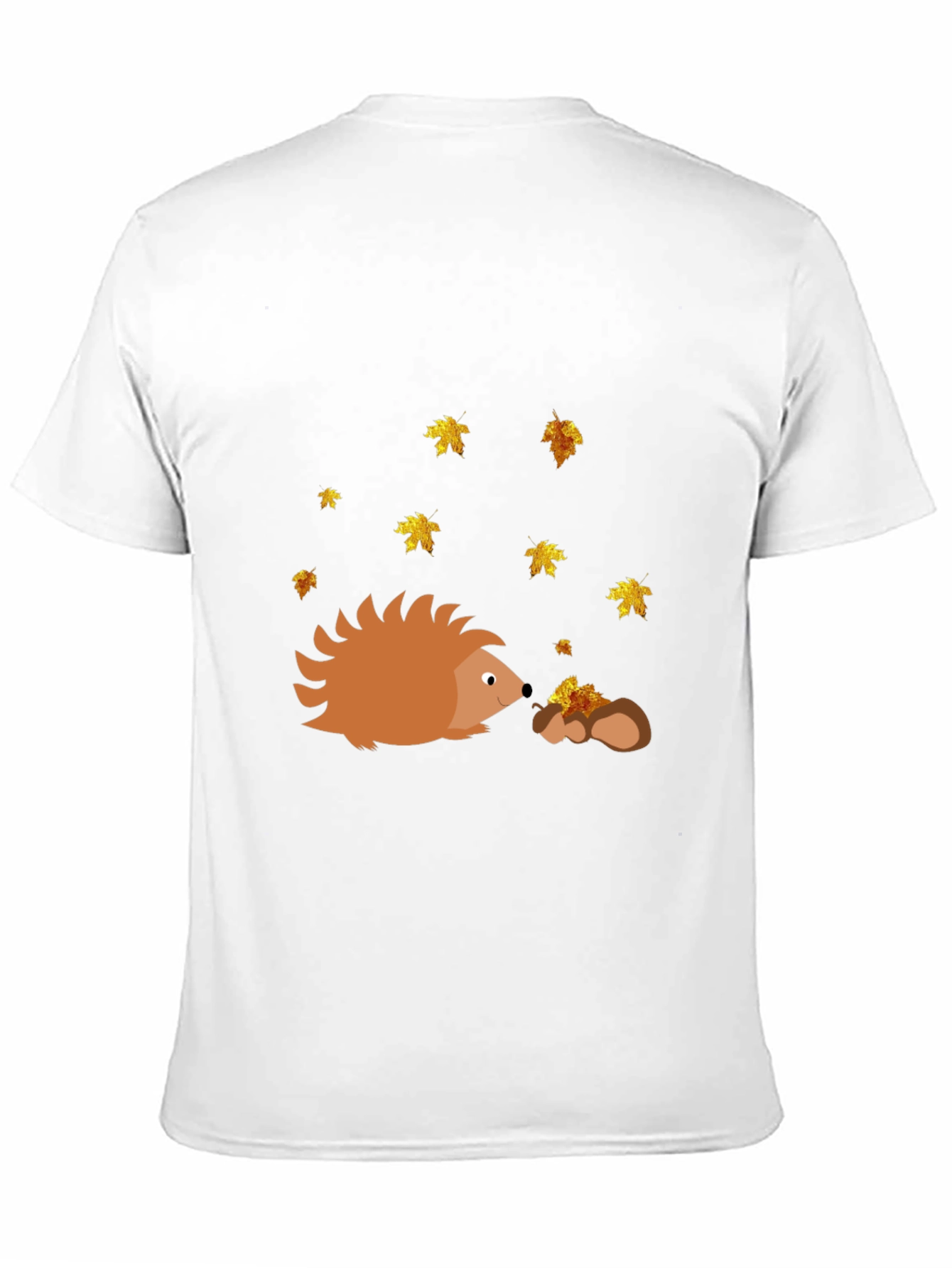 Camiseta Negra con Diseño de Erizo Otoñal