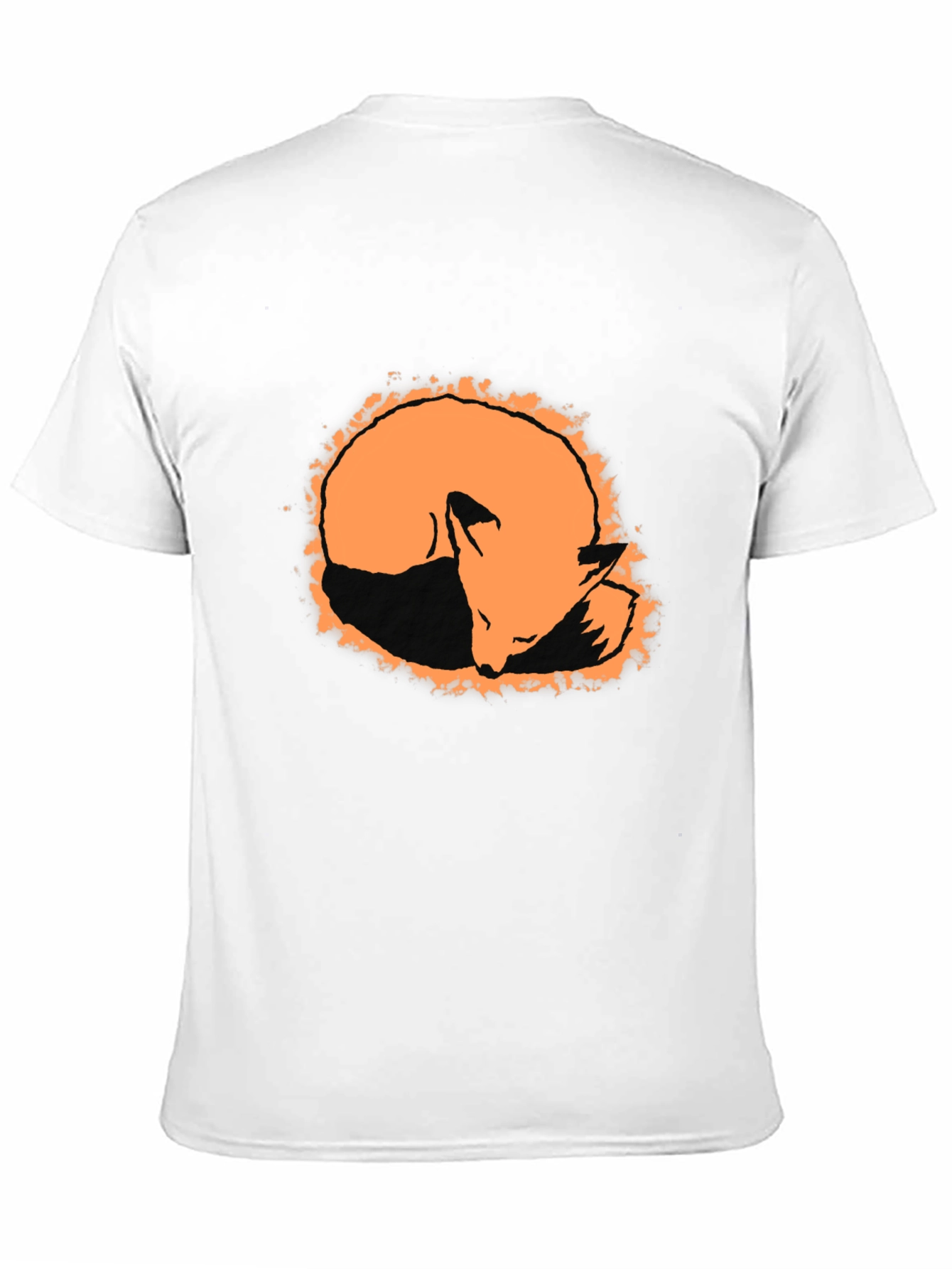 Camiseta Negra con Diseño de Zorro Naranja