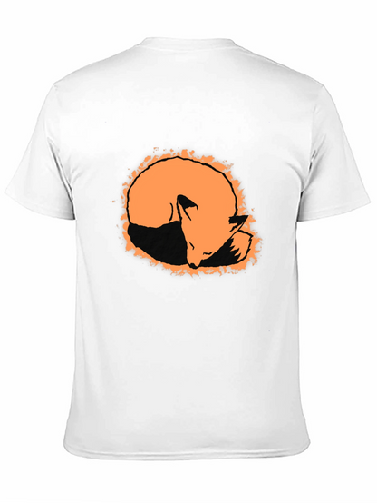 Camiseta Negra con Diseño de Zorro Naranja
