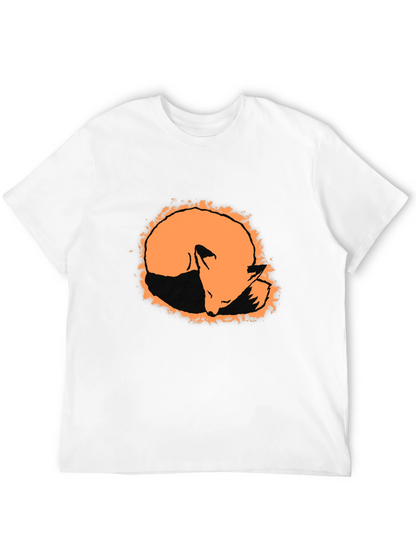 Camiseta Negra con Diseño de Zorro Naranja