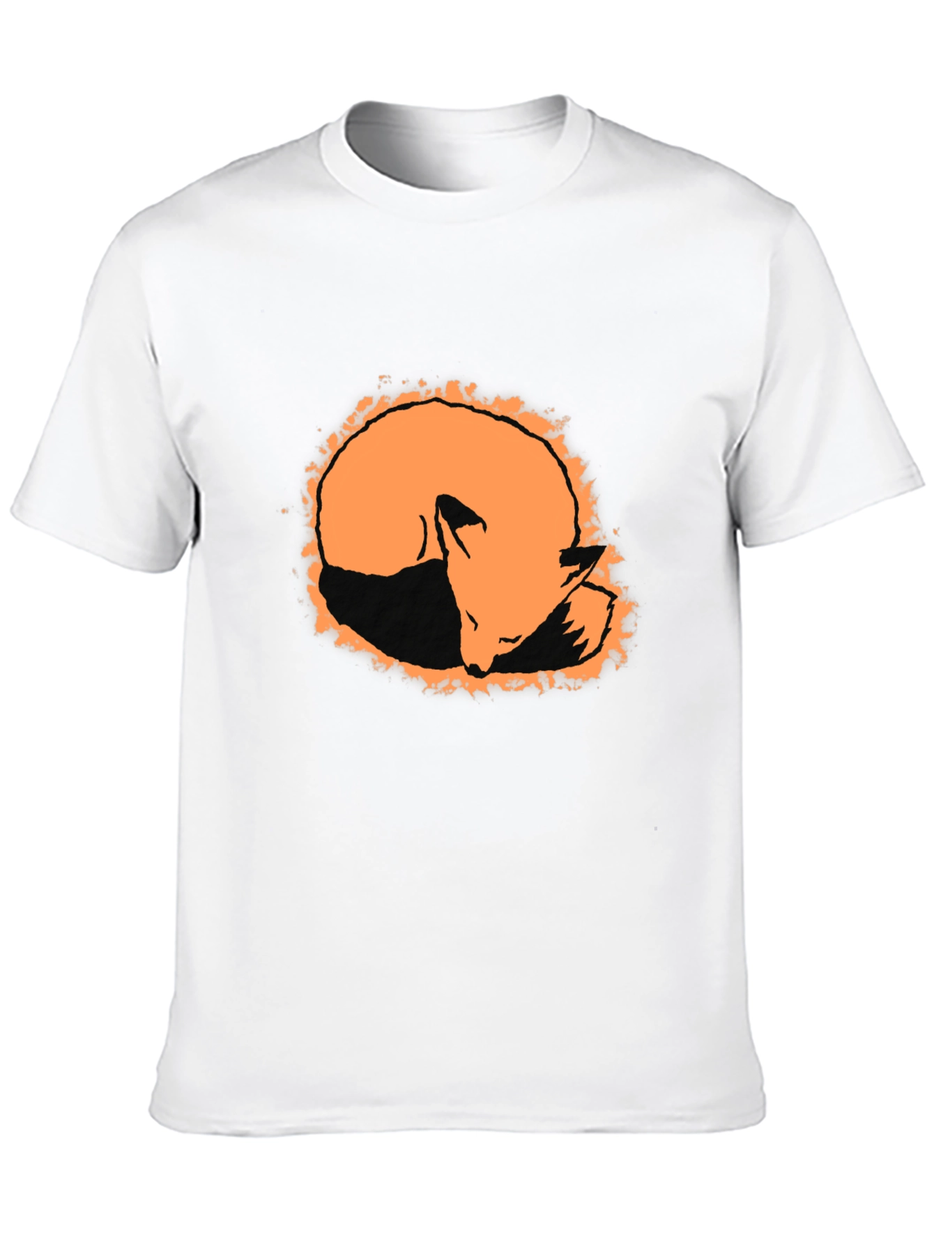 Camiseta Negra con Diseño de Zorro Naranja
