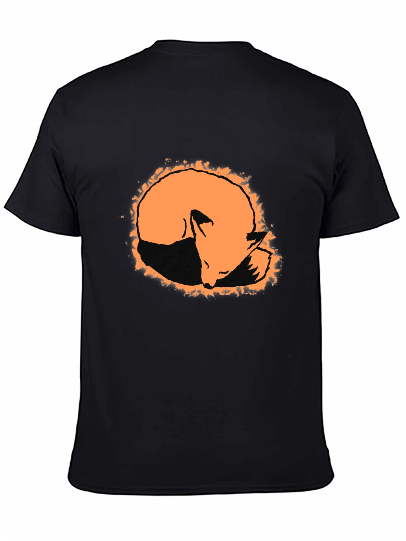 Camiseta Negra con Diseño de Zorro Naranja