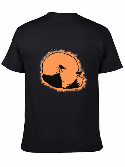 Camiseta Negra con Diseño de Zorro Naranja