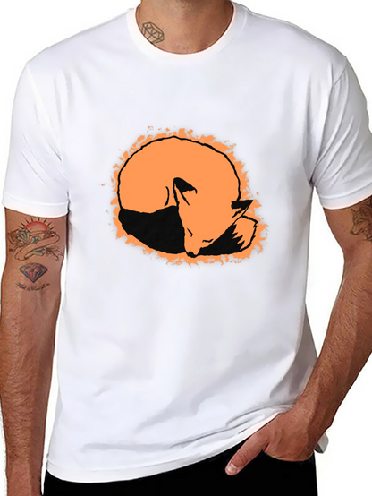 Camiseta Negra con Diseño de Zorro Naranja