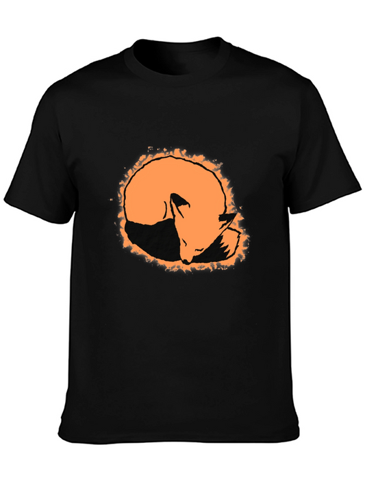 Camiseta Negra con Diseño de Zorro Naranja