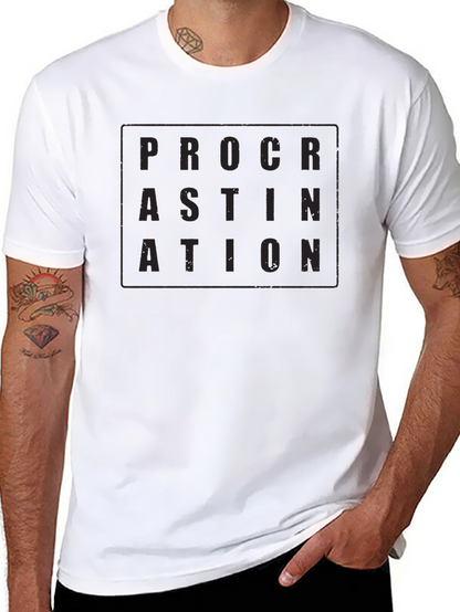 Camiseta Negra Procrastinación Hombre Casual