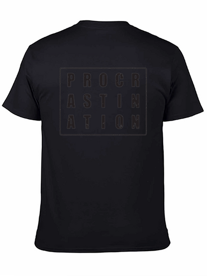 Camiseta Negra Procrastinación Hombre Casual