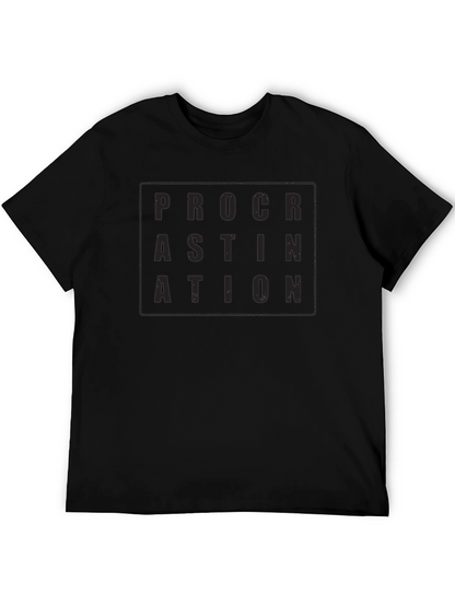 Camiseta Negra Procrastinación Hombre Casual