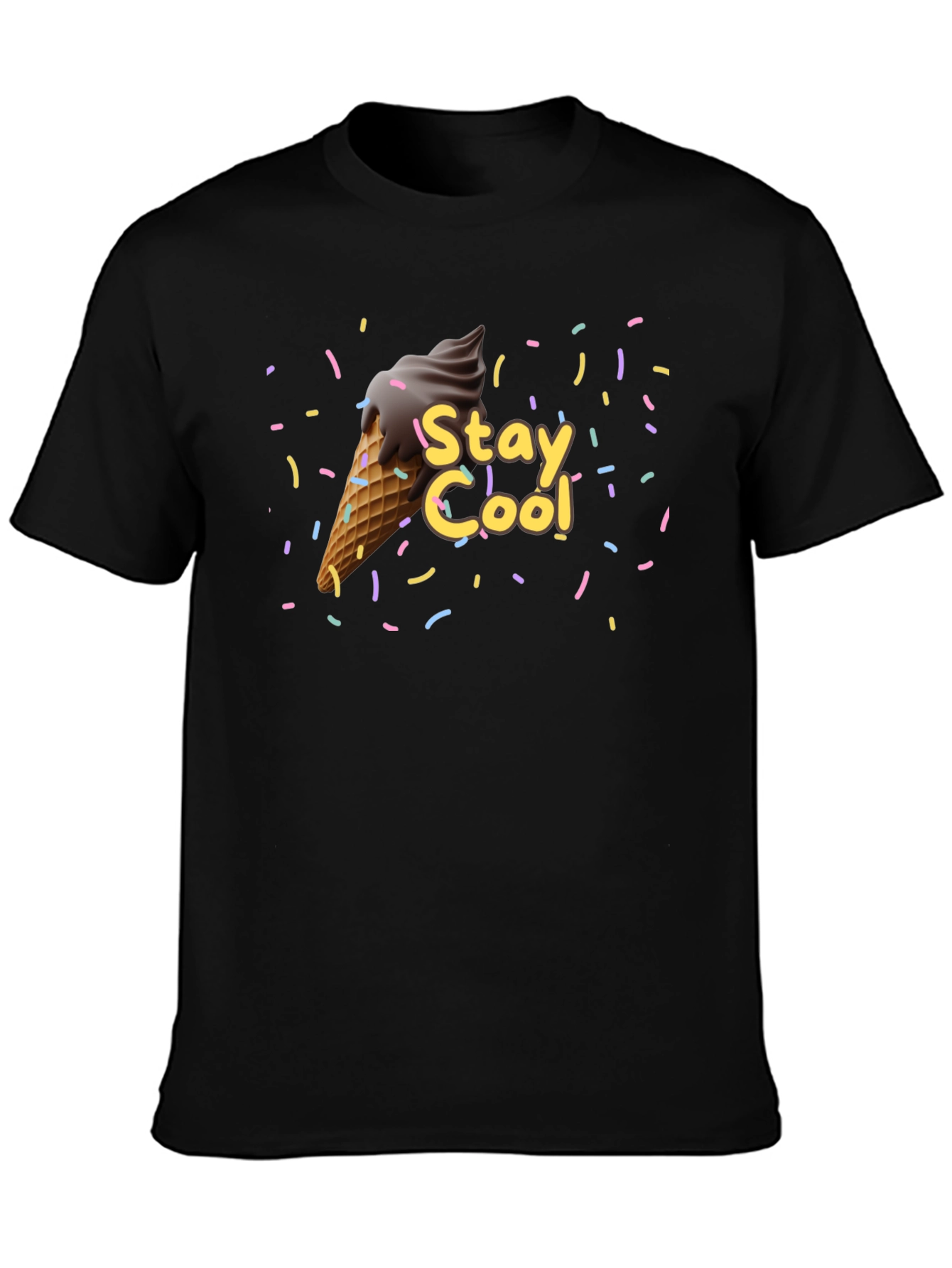 Camiseta Negra Stay Cool con Helado