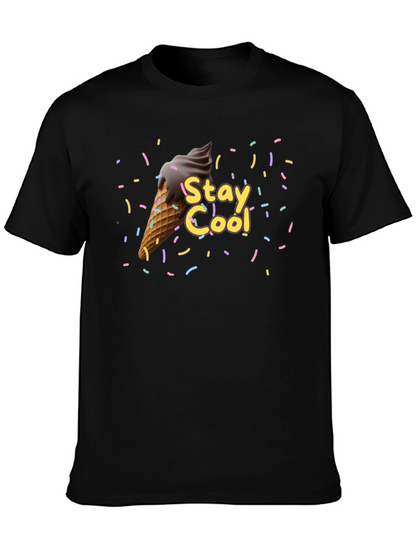 Camiseta Negra Stay Cool con Helado