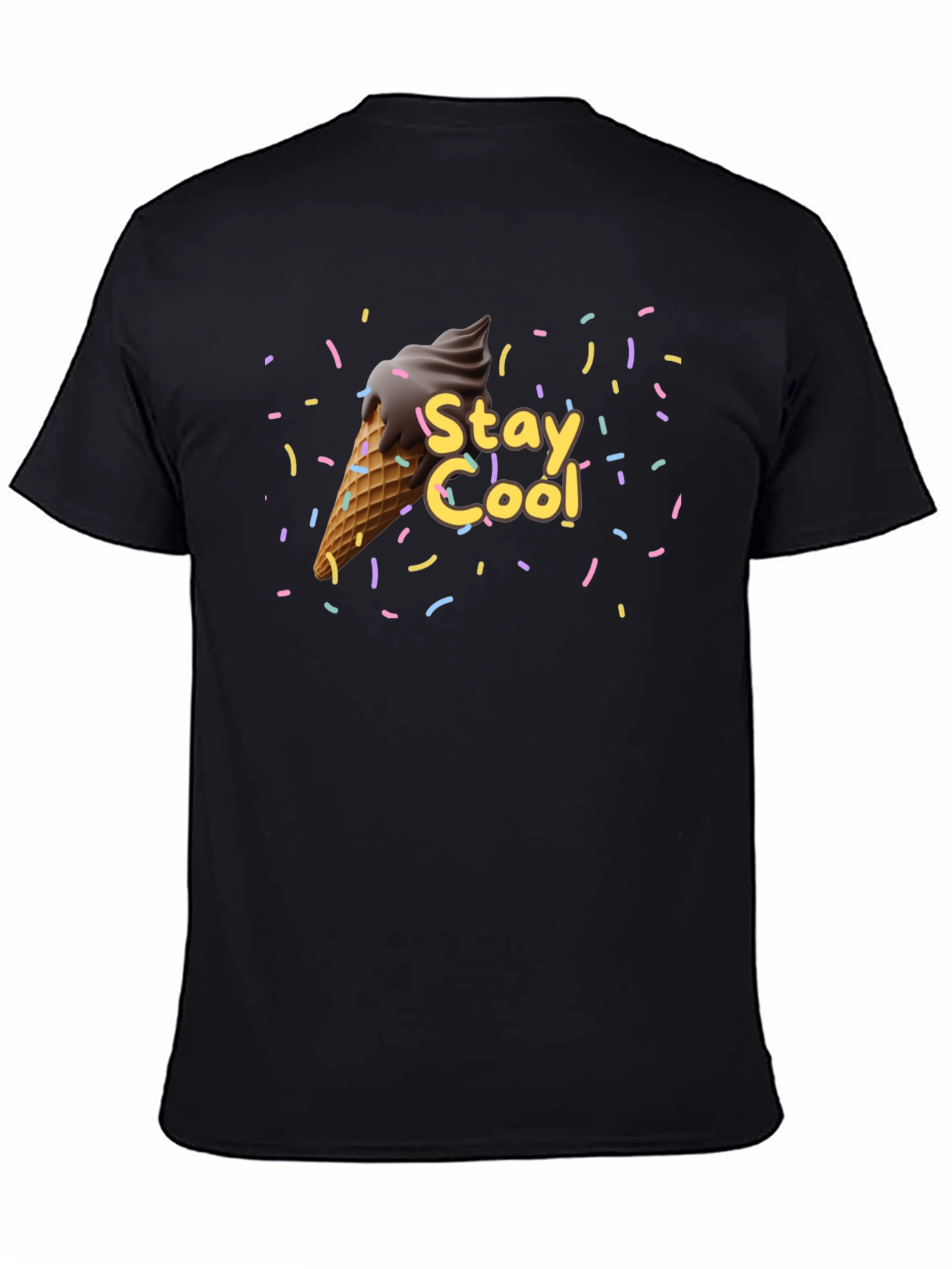 Camiseta Negra Stay Cool con Helado